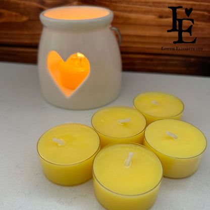 Tealight candles glowing warmly, creating a cozy and inviting atmosphere.